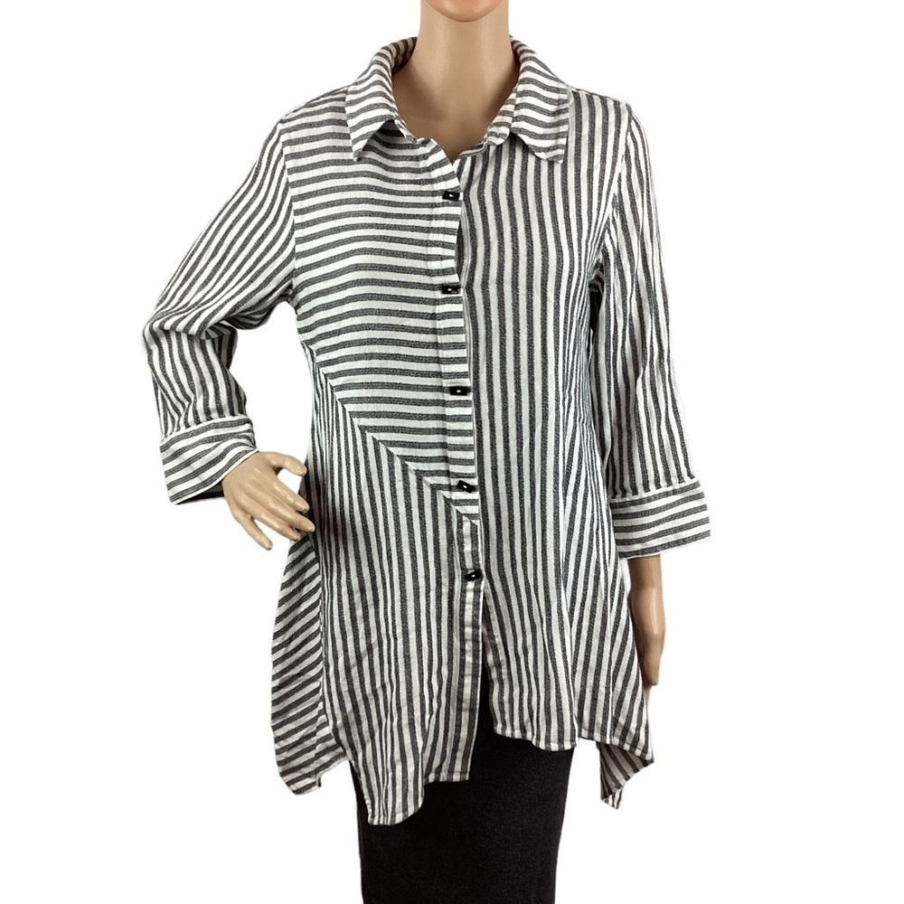 Soft Surroundings Standout Asymmetrical Striped Top Size M Tunic